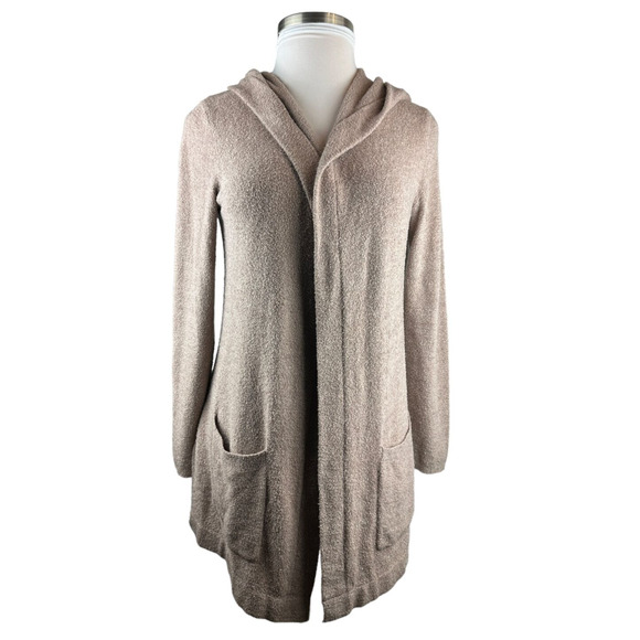 Barefoot Dreams Cozychic Lite Resort Cardi Hooded Long Cardigan Taupe 905 Medium - Picture 3 of 13